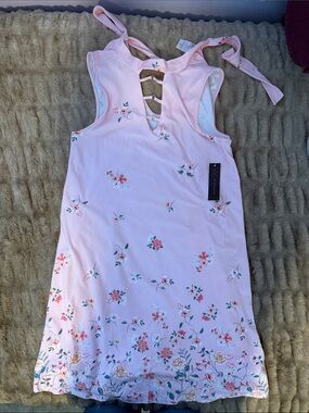 No Boundaries Pink Floral Tie-Shoulder Mini Dress